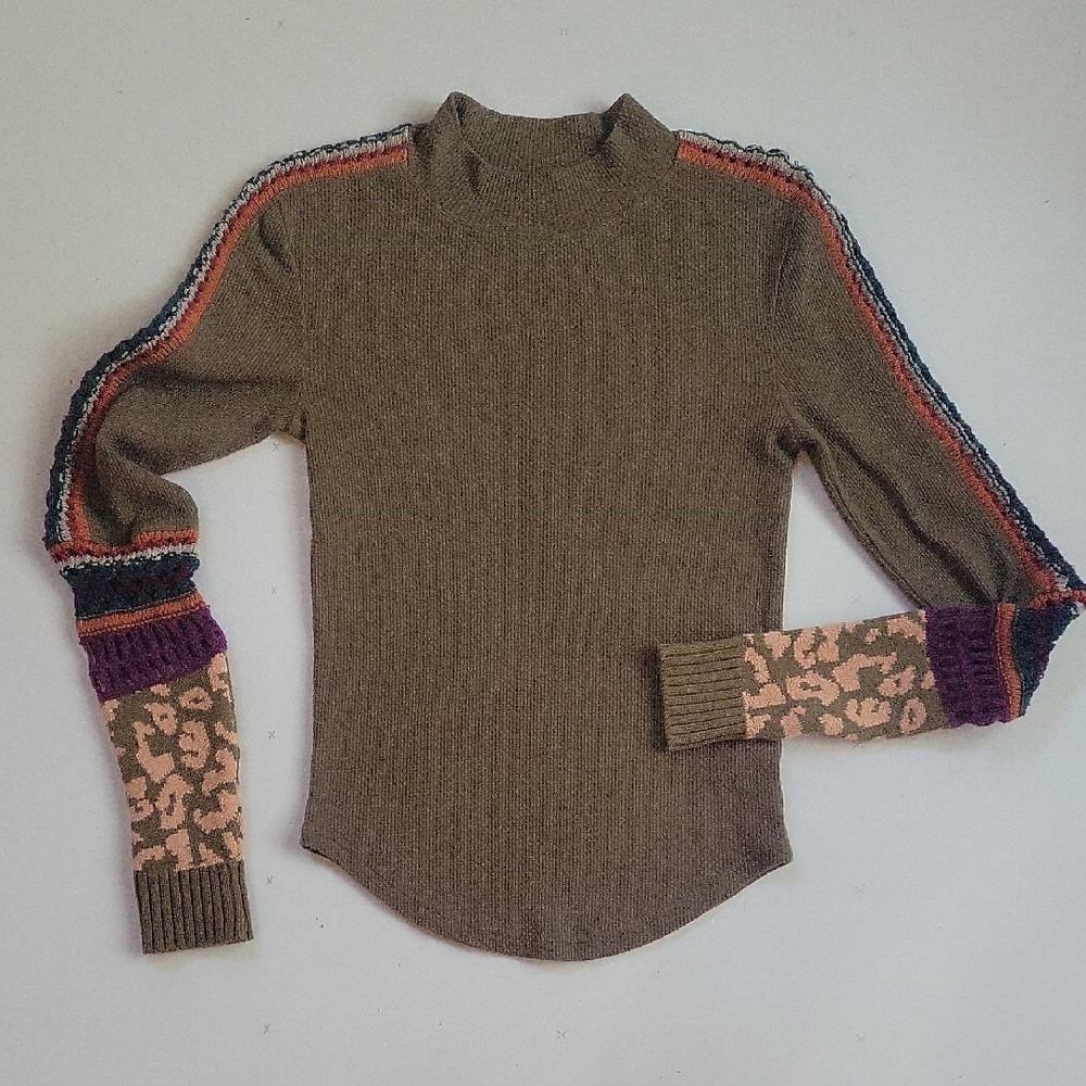 Free People Olive Knit Top